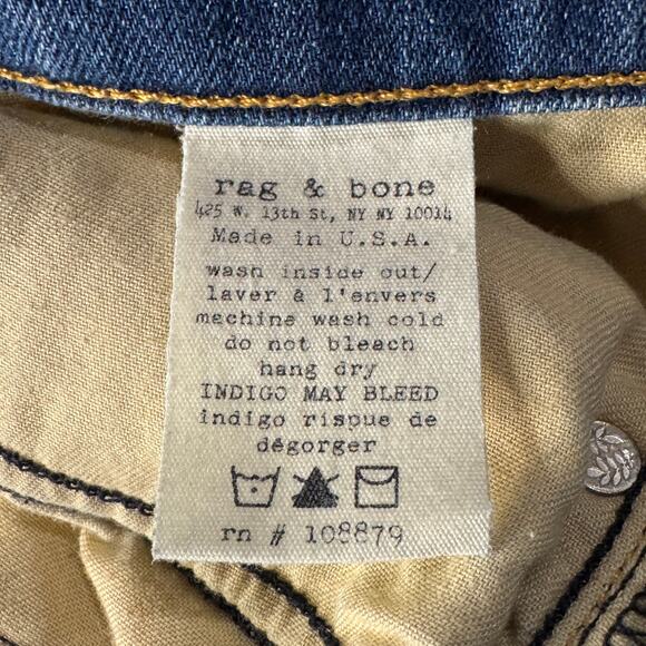 Rag & Bone SZ 28 The Dre Boyfriend Jeans Bradford Low-Rise Zip-Fly Whiskered - Picture 11 of 11